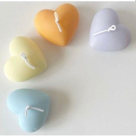 Resim 4 Adet Kokulu Renkli Kalp Mum Davet Nişan Söz Kına Hediyelik Deko 