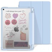 Resim Kalem Tutucu Kılıf İle İpad Uyumlu Pro 11 M2 M4 2024 Hava 6 10.9 Akıllı Kapak İpad Uyumlu 9.7 Gökyüzü Mavi İpad Uyumlu Mini 6 8.3 Kılıf 