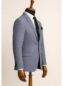 Resim Fabio Cassani Erkek İtalyan Kesim Tek Düğmeli Blazer Ceket Klasik Ve Modern Şıklık Açık Mavi 