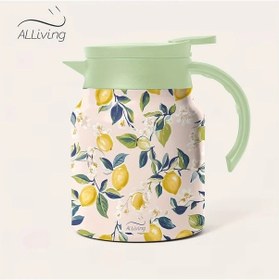 Resim Maxaccess Yeşil Limon Desenli 33 Oz Paslanmaz Çelik Vakum Termos Kahve Kupası Çift Izgara 