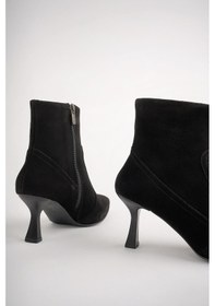 Resim Muggo Natalie Garantili Hakiki Deri Sivri Burun Fermuarlı İnce Topuklu Kadın Bot 001 