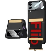 Resim AktarMobile Samsung Galaxy Z Flip 3 Tasarım Kılıf Premium Kapak Flio Kayar Bantlı Metal Tokalı Tam Uyumlu 
