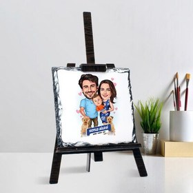 Resim Tek Çocuklu Şahane Aile Karikatürlü Şövalye Ayaklı Taş 