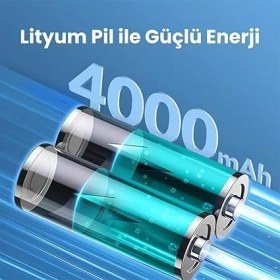 Resim Lidyahan Store 150PSI 4000MAH Şarjlı Taşınabilir Hava Pompası Araç Lastik, Bisiklet, Top Şişirme (Powerbank+Led Lamba+Lcd Ekran) 