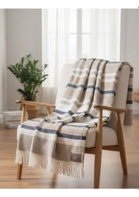 Resim Dinarsu Cozy Life Skoç Tv Battaniyesi 130 X170cm Cunda Bej Lacivert Lacivert - Krem 