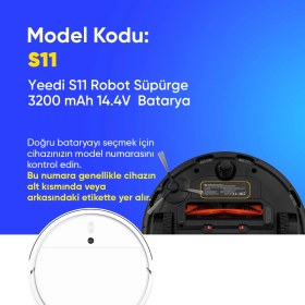Resim Yeedi S11 Robot Süpürge 3200 mAh 14.4V Batarya - Orjinal Uyumlu Uzun Ömürlü, Yüksek Performans Pil 