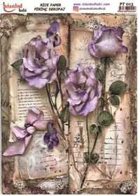 Resim Pirinç Dekopaj Kağıdı 30x42cm Pt-013 Yazı Ve Çiçekler 