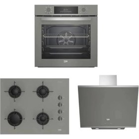 Resim Beko Yeni Gri Cam Avantaj Set - 3’lü Ankastre Set (Fırın + Ocak + Davlumbaz) 