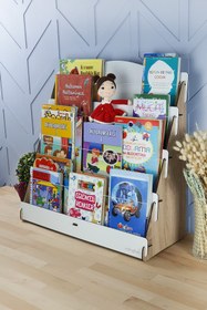 Resim Mingitav Lucky Montessori Ahşap Çocuk Odası 4 Raflı Kitaplık 