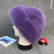 Resim Kadınlar için Lüks Suni Kürk Kış Şapkası, Akrilik Hafif Prenses Düz Tepeli Peluş Bere, Elde Yıkanabilir, Esnemeyen, Tie-Dye İşçiliği 