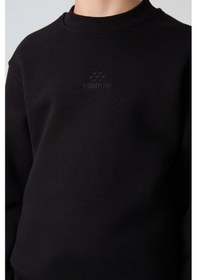 Resim Tommylife Tommy Life Siyah Pamuklu Kalın İçi Tüylü Yumuşak Dokulu Standart Fit Nakışlı Erkek Çocuk Sweatshirt - 11232 Siyah 