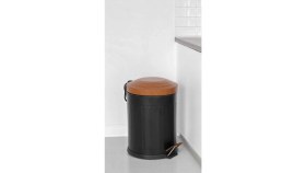 Resim Eforeca Ahşap Vintage Çöp Kovası Çizgili Siyah 5 Lt 