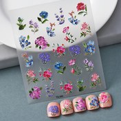 Resim 3D Kabartmalı Güller & Hortensiyalar ile Çiçekli 5D Tırnak Stickerları - Glitter Vurguları, Yarı Mat Bitiş, Canlı Renkler - DIY Manikür için Önceden Kesilmiş Dikdörtgen Tırnak Sanatı Çıkartmaları (Poliüretan, Tek Kullanımlık), Tırnak Aksesuarları, Güzellik Artırımları, Dayanıklı Poliüretan 