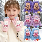 Resim Çocuk Kış El Divisi - Tüylü Kulaklı Kalın Örgü Soğuk Hava Eldivenleri, Pastel Renkler (Pembe, Mavi, Yeşil, Mor, Sarı) - Erkek ve Kız Çocuklar için Sıcak Parmaksız Eldivenler - 5 Yaş, Noel/Şükran Günü Hediyeleri - Dış Mekan Oyunları ve Günlük Kullanım için Kolay Bakım Eldivenleri, Tatil Hediyesi, Eğlenceli Tasarım, Yumuşak Kumaş, Aksesuarlar 