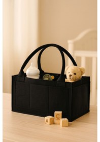 Resim Siyah Keçe Anne Bebek Bakım Çantası Yenidoğan İçin Organizer Düzenleyici Siyah 