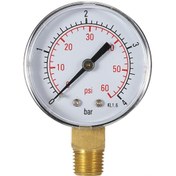 Resim Teltree 50mm Metal Tipi 0-60psi/0-4bar Çift Ölçekli Hidrolik Basınç Göstergesi, 1/4" Npt Konik Uç 