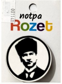Resim Notpa Rozet Ahşap Atatürk Süliyet - 3 Adet 