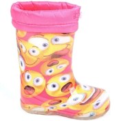 Resim Moda Ayakkabı23 Moda Ayakkabı 23-109 Srb Pembe Emoji Kürklü Kız Çocuk Çizme 