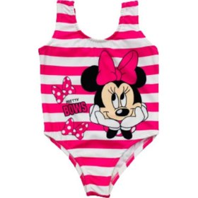 Resim Lolliboomkids Kız Çocuk Mickey Baskılı Askılı Mayo Pembe - Beyaz 