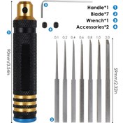 Resim 7 Bıçaklı Çelik Model Delme Aleti ile Reçine Kesici - RC Arabalar için Hassas Çizgi Gravür ve Tamir Aracı, Model Yapımı ve Tamirleri için İdeal, Değiştirilebilir Bıçaklar ve Anahtar Dahil, Model Yapımı Aracı 