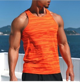 Resim Wezone Erkek Spor Atlet, Hızlı Kuruyan, Soluk Mesh Tasarım, Basketbol Koşu Egzersiz İçin, Geniş Kesim, Turuncu Baskı, 2xl D10014 