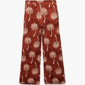 Resim Koton Pamuklu Bol Kalıp Desenli Geniş Paça Pantolon Kahverengi Desenli 5skg40186aw Kahverengi Desenli 