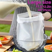 Resim 1 adet Büyük İpli Naylon Filtre Torbası, Soya Sütü Artıkları Filtre Torbası Dayanıklı ve Kolay Temizlenebilir İnce Gözenekli Süzgeç Soya Sütü, Fındık Sütü, Çay, Kahve ve Yoğurt için - Tekrar Kullanılabilir Filtre Torbası 