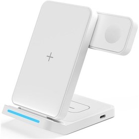 Resim Butu T19 3'ü 1 Arada Katlanır Kablosuz Şarj Cihazı Beyaz 