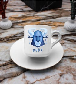 Resim Boğa Burcu Tasarım Süblimasyon Türk Kahvesi Fincanı (548788298) 