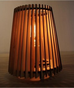 Resim Lazer Kesim Ahşap Abajur Çok Renkli 