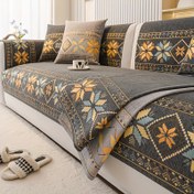 Resim 1 adet Bohemian Chenille Koltuk Örtüsü - Evcil Hayvan Dostu, Makine Yıkanabilir Koruyucu - Tek Kişiden Çok Kişili Koltuklar İçin Uygun, Mavi, Gri, Bej ve Kahverengi Renklerde Modern Geometrik Tasarım, Koltuk Koruyucu | Bohemian Tarzı | Chenille Kumaş, Oturma Odası İçin Koltuk Örtüleri 