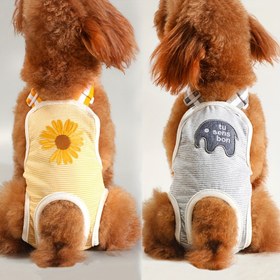 Resim Küçük Irklar İçin Çizgili Yıkanabilir Köpek Bezi - Rahat Oturan Karın Bandı Stili, Her Mevsim Polyester Evcil Hayvan Menstrüel Pantolon 