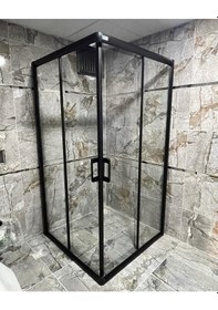 Resim Teknesiz Kare Cam Duşakabin Siyah Profilli Sp101 Siyah 