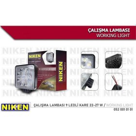 Resim Nıken Calısma Lambası 9 Ledlı Kare 27-22w 12v 24v 