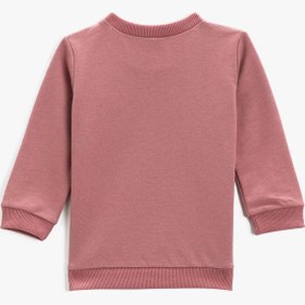 Resim Kız Bebek Baskılı Bisiklet Yaka Sweatshirt Pamuklu 