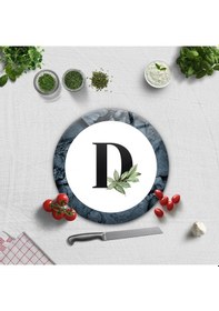 Resim Decorita Cam Kesme Tahtası - Cam Kesme Tablası - Harfli Tasarım D Çap 32 CM 