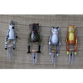 Resim Ahşap Hayvan Figürlü Rüzgar Çanı 