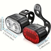 Resim 1 adet/2 adet Dağ Bisikleti Farı ve Arka Lambası, LED USB Şarj Edilebilir, Gidon Montajı, Gece Sürüşü için Yüksek Parlaklık 