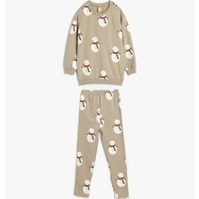 Resim Koton Erkek Bebek Eşofman Takımı Kardan Adam Baskı Detaylı Pamuklu Çok Renkli 