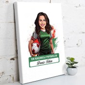 Resim Karikatürlü En Başarılı Kadın Futbolcu Kanvas Tablo 