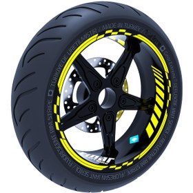 Resim Floresan Sarı Moto GP İç Dış Jant Şeridi Takım Sticker Çınar Extreme 