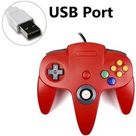 Resim Usb Kırmızı Kablolu N64 Gamepad Joypad Oyun Joystick Gamecube Mac Gamepad Pc Oyun Denetleyicisi İçin 