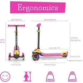 Resim Scotti Glow - 3 Tekerlekli Işıklı Scooter (2 Renk Seçeneği) - Pembe 