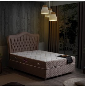 Resim Setaymobilya Baza, Camelli Çift Kişilik Gri Baza + Başlık + Deluxe Yatak 