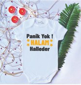 Resim LoveStore Unisex Bebek Baskılı Panik Yok Halam Halleder %100 Pamuklu Çıtçıtlı Body Zıbın 