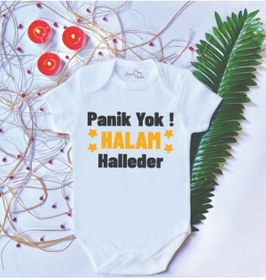 Resim LoveStore Unisex Bebek Baskılı Panik Yok Halam Halleder %100 Pamuklu Çıtçıtlı Body Zıbın 