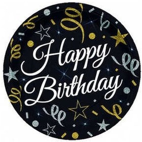 Resim Tabak Happy Bırthday Sparklıng Confett 8 Adet 