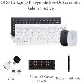 Resim Alfa 10BT 10.4" Tablet Uyumlu Kablosuz Taşınabilir Q Klavye Ve Mouse Set BEYAZ 