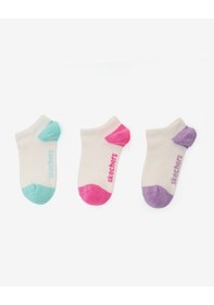 Resim Skechers 3'lü Paket Colortips Bilekli Çorap Büyük Kız Çocuk Beyaz Sk2520137-3474 