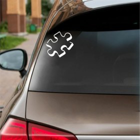 Resim Reysa Tasarım Puzzle Araba Stickeri Beyaz 15X14 cm 